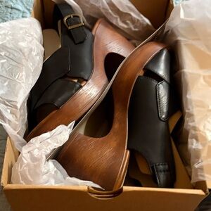 boc Black and Brown Leather Wedges